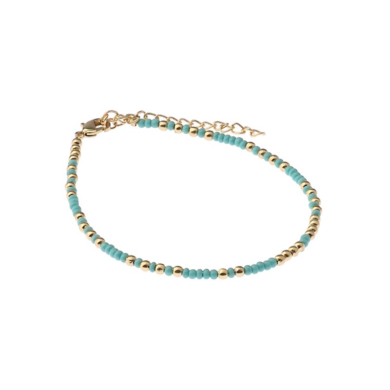Biba bead armband kleur turquoise gold kralen 2mm