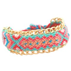 Ibiza beach armband jasseron Multicolor Roze turquoise wit