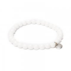 Kralenarmband jade kleur white 6mm