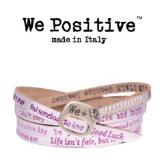 We Positive armband Silver pink