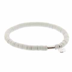 Biba clay armband kleur light grey kralen 6mm