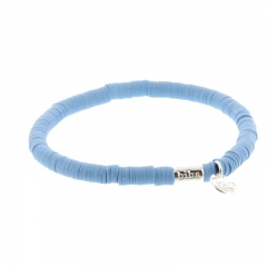 Biba clay armband kleur mid blue kralen 6mm