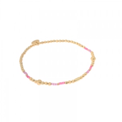 Biba miyu armband kleuren mat goud roze kralen 2mm