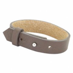 Brede leren armband kleur dip greige brown