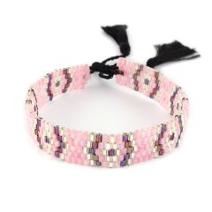 kralenarmband smal roze wit