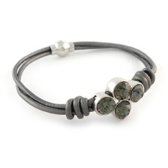 Biba armband donkergrijs zilver ruit