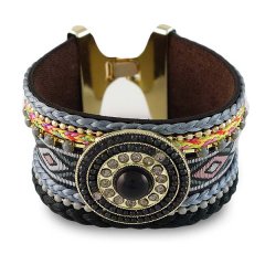 Boho chic armband blauw zwart