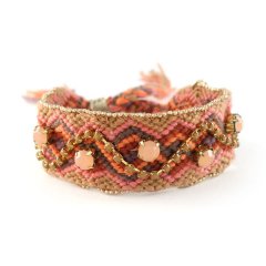 Boho chic armband roze bruin