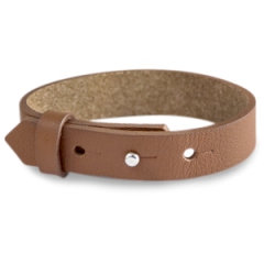 Brede leren armband kleur brandy brown