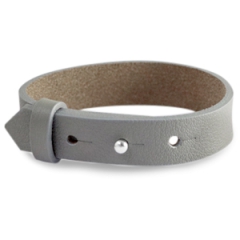 Brede leren armband kleur fossil grey