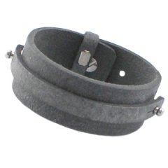 brede cuoio armband antracita zwart