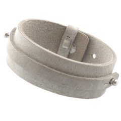brede cuoio armband country grey