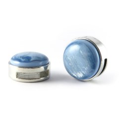 Slider zilver met cabochon blue cloud pearl shine