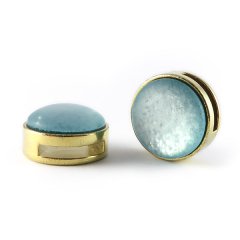Slider goud met cabochon turquoise light paipolas matt