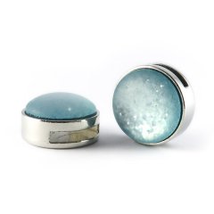 Slider zilver met cabochon turquoise light paipolas matt