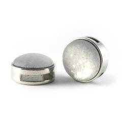 Slider zilver met cabochon wit bianco paipolas matt