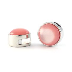 Cuoio slider zilver met cabochon soft tone shiny pink