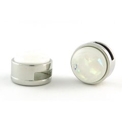 Slider zilver met cabochon multilux bianco wit