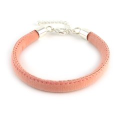 Armband gestikt imitatie leer metallic Rose peach