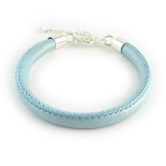 Armband gestikt imitatie leer metallic Turquoise blauw