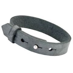 Brede leren armband kleur antracita black extra lang