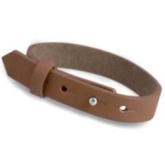 Brede leren armband kleur brandy brown extra lang