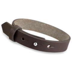 Brede leren armband kleur lava grey extra lang