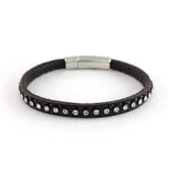 Leren armband swarovski brown