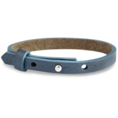 Smalle leren armband kleur avio blue