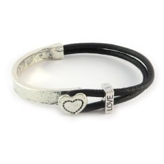 love armband zilver met hart zwart