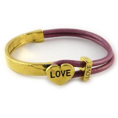 Love armband goud metallic roze hart love