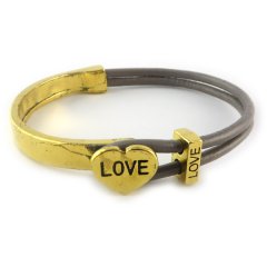 Love armband goud taupe grey brown hart love