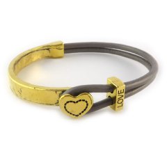 love armband goud taupe grey brown hart