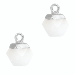 Natuurstenen bedel kleur white vorm hexagon