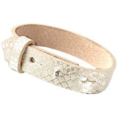 brede armband snake metallic white grey