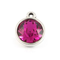 Bedel met Swarovski puntsteen fuchsia