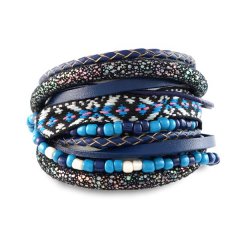 Wikkelarmband blauw multicolor
